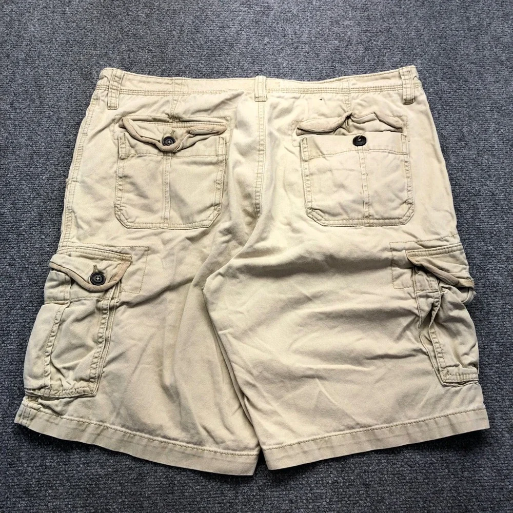 Aeropostale Mens Cargo Shorts Size 38 Khaki Tan Cotton Twill Multi Pocket Casual